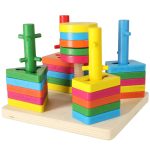 Drevené triediace puzzle 5 veží – Obrázok 2