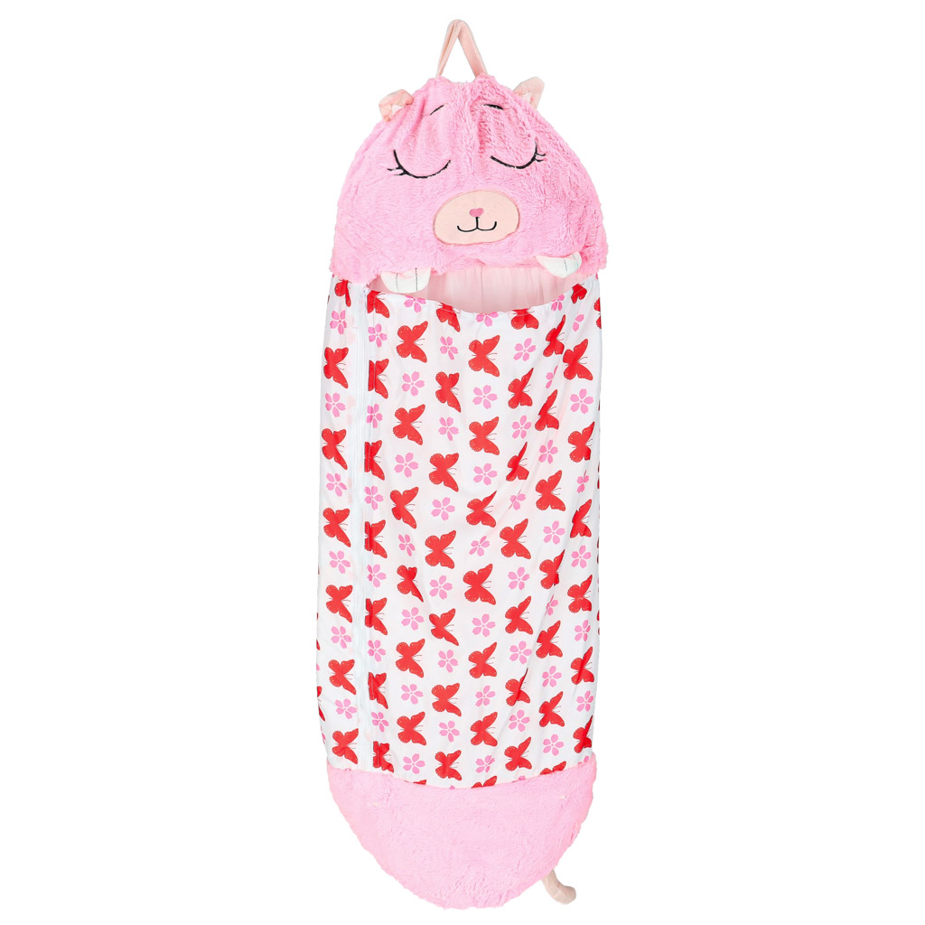 Spiwor-do-spania-dla-dzieci-turystyczny-poduszka-2w1-135x50cm-rozowy-175591 Detský spací vak turistický vankúš 2v1 135x50cm ružový – Obrázok 1