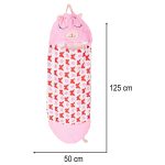 Detský spací vak turistický vankúš 2v1 135x50cm ružový – Obrázok 9