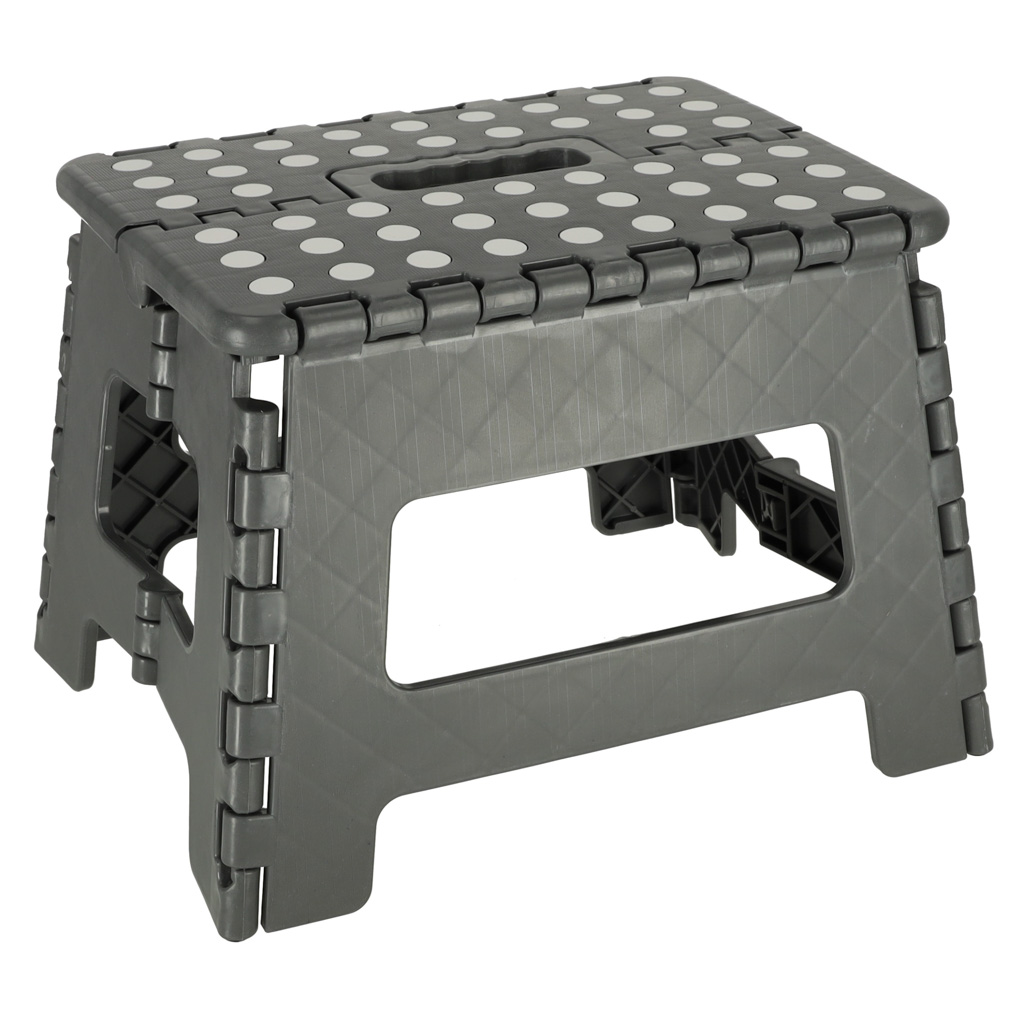 Stolek-taboret-skladany-antyposlizgowy-22cm-ciemny-szary-141086 Nekĺzavá skladacia stolička 22 cm tmavo sivá – Obrázok 1