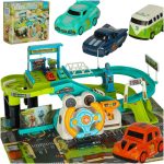 Parkovacia garáž s autodráhou dinosaurus 4 autá