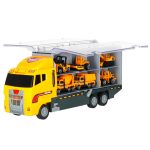 Transporter truck TIR launcher + kovové autá stavebné stroje – Obrázok 5