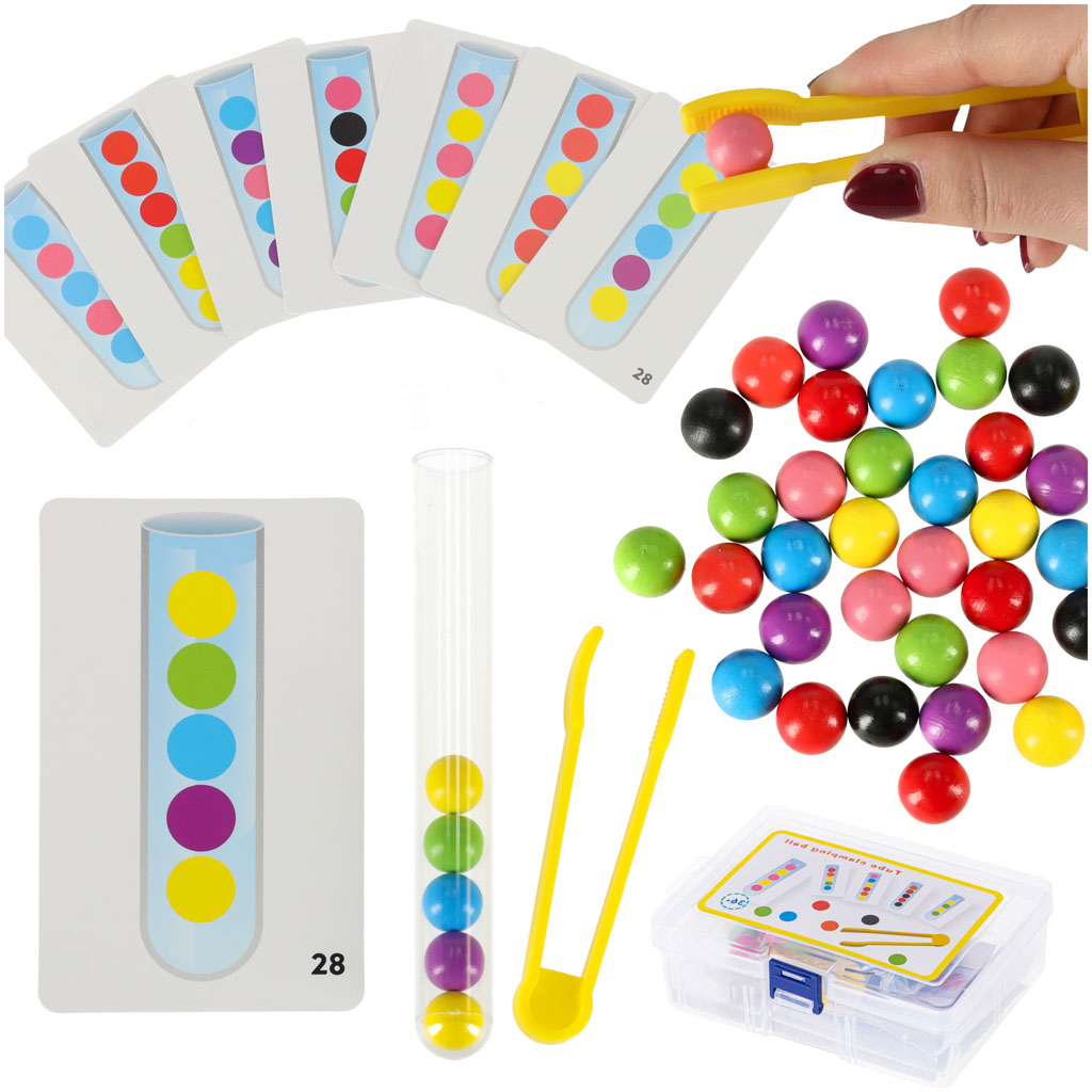 Ukladanka-edukacyjna-Montessori-kolorowe-kulki-nauka-liczenia-nauka-kolorow-zestaw-XXl-66-el-147306 Vzdelávacie puzzle farebné montessori loptičky – Obrázok 1