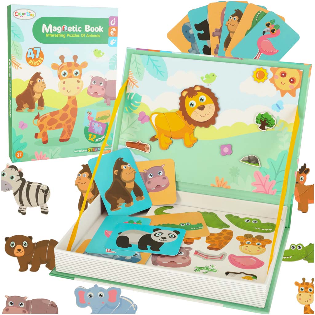 Ukladanka-puzzle-magnetyczne-zwierzeta-safari-47el-141416 Magnetické puzzle safari zvieratá 47el. – Obrázok 1
