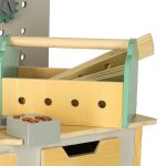 LULILO Fikso drevená dielňa malá sada pre domácich majstrov s náradím píla skrutkovač zvuky 86cm – Obrázok 17