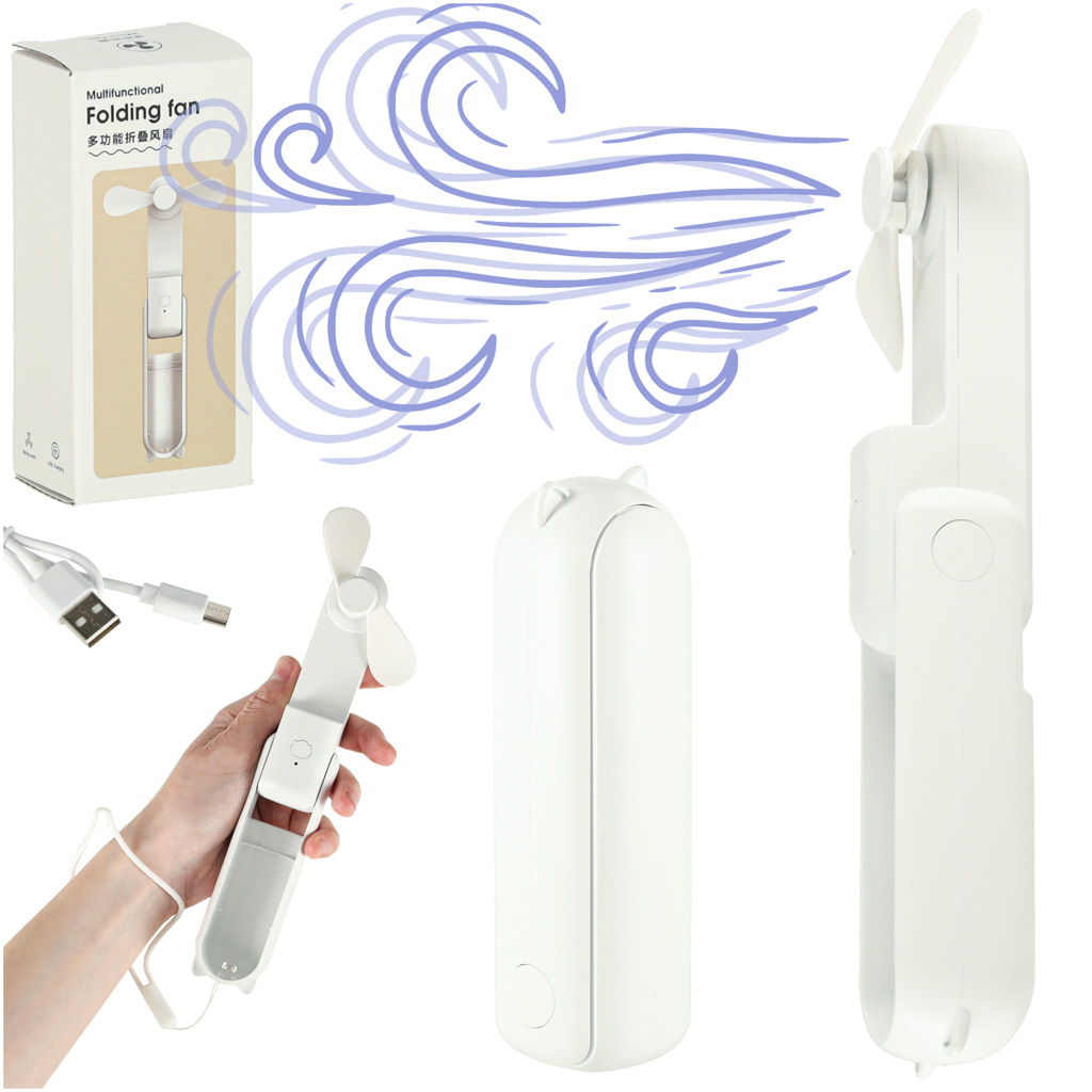 Wiatrak-biurkowy-wentylator-mini-reczny-skladany-wiatraczek-przenosny-USB-bialy-171975 Stolný ventilátor mini ručný skladací ventilátor prenosný USB biely – Obrázok 1