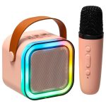 Reproduktor karaoke s mikrofónom ružový – Obrázok 2
